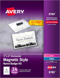Customizable Name Badges, Magnet Style, 3" x 4", Clear Name Tag Holders, White Laser/Inkjet Printable Inserts, 24