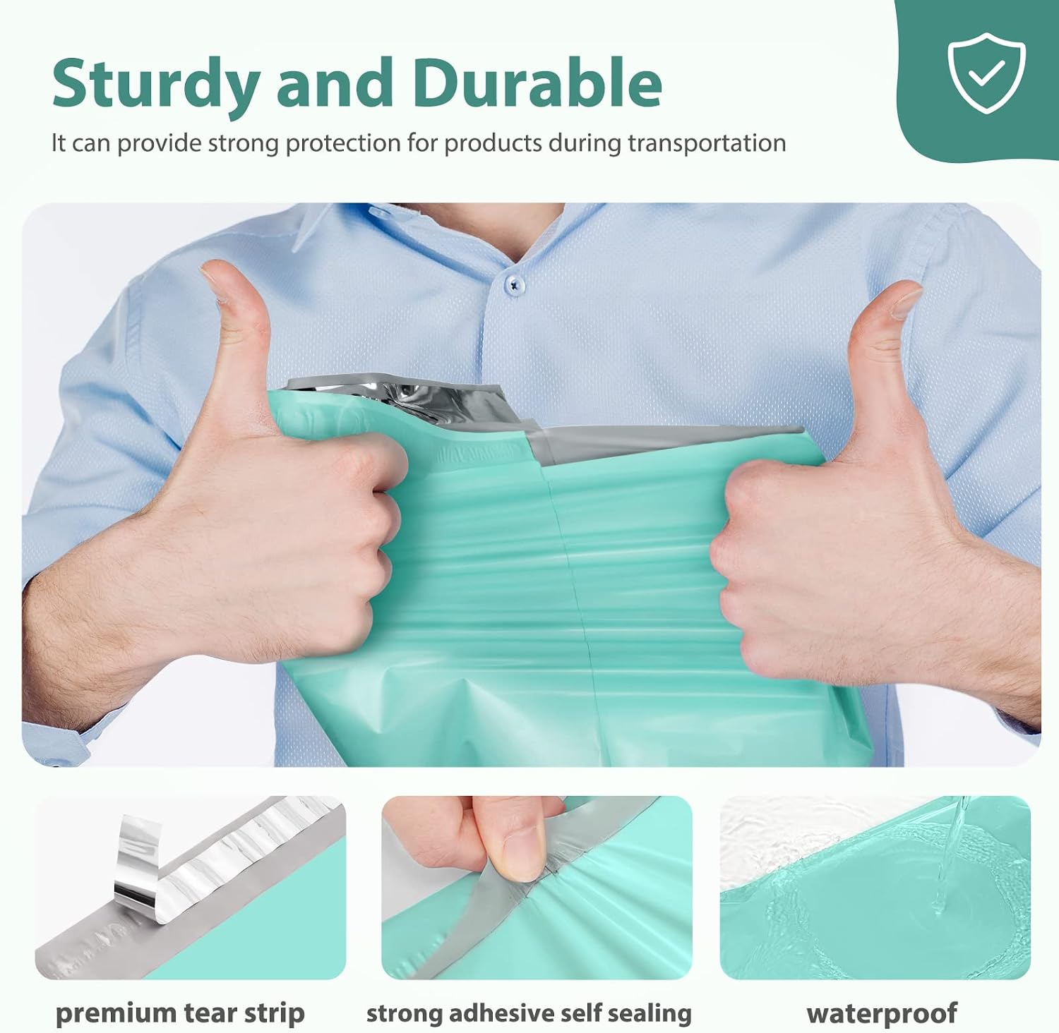 Poly Mailers 10x13" 100 Pack,Shipping Bags For Clothing,Mint Green | Waterproof Self Seal Mailing Envelopes,Strong