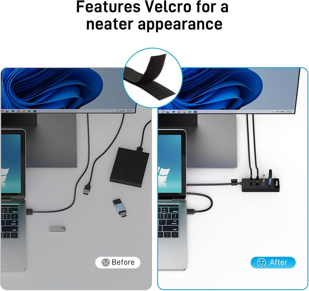 4-Port USB 3.0 Hub with 10FT USB Extension Cable, 5Gbps Data Transfer