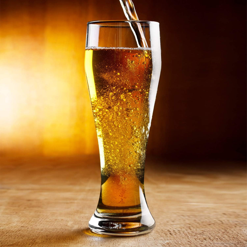 USA Made Nucleated Pilsner Glasses- Etched Beer Glass for Better Head Retention, Aroma and Flavor - 16 oz Craft Beer