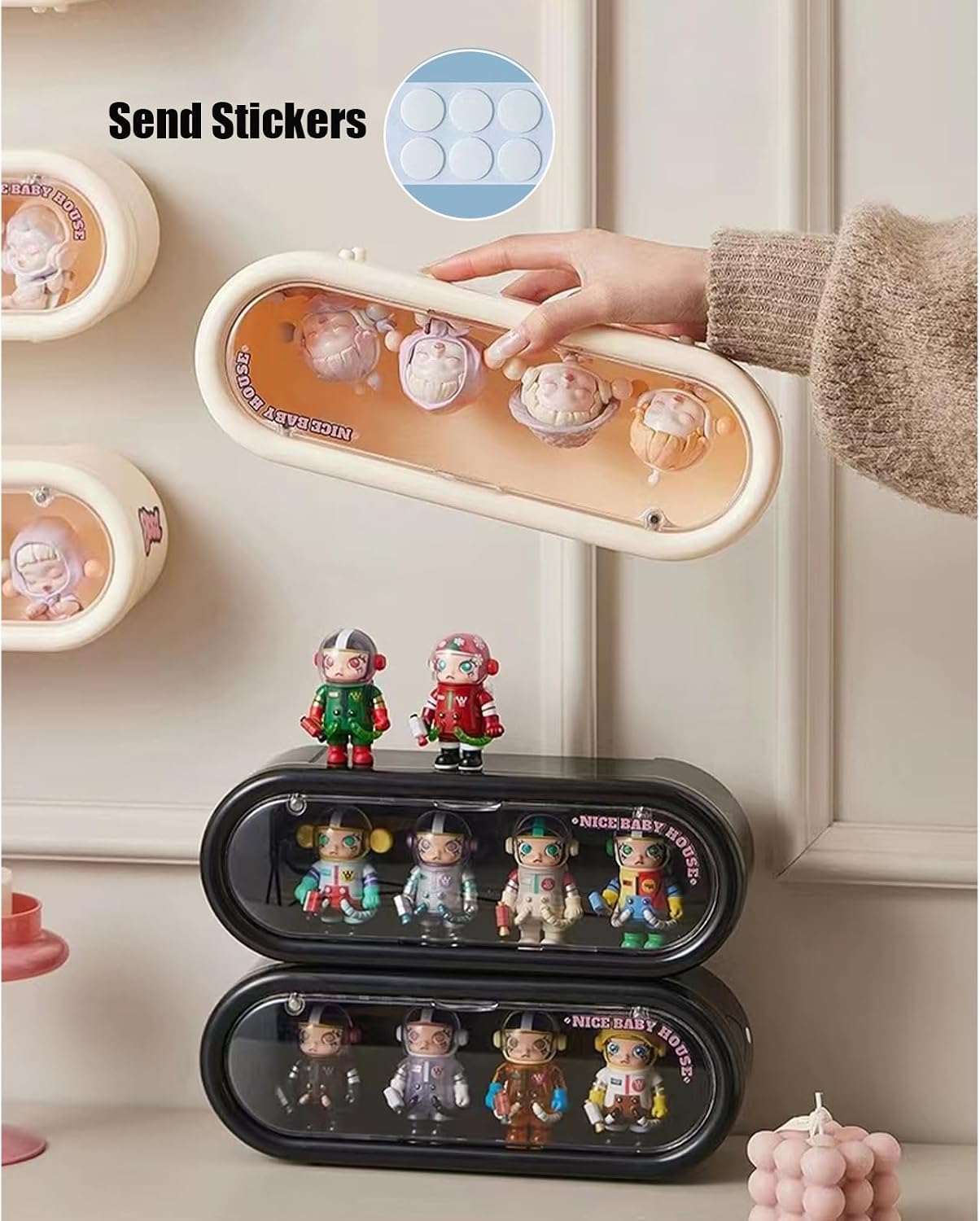 Clear Acrylic Display Case for Figures, Wall Mounted or Desktop Display Box Stand for Collectibles, Dustproof Storage