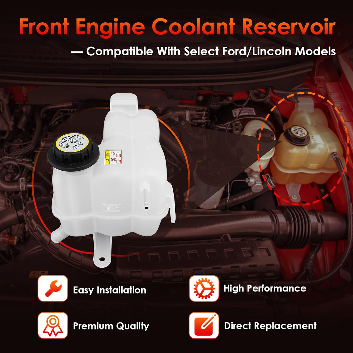 603-028 Coolant Reservoir Tank Fits 03-10 Ford F150 F250 Lincoln Navigator