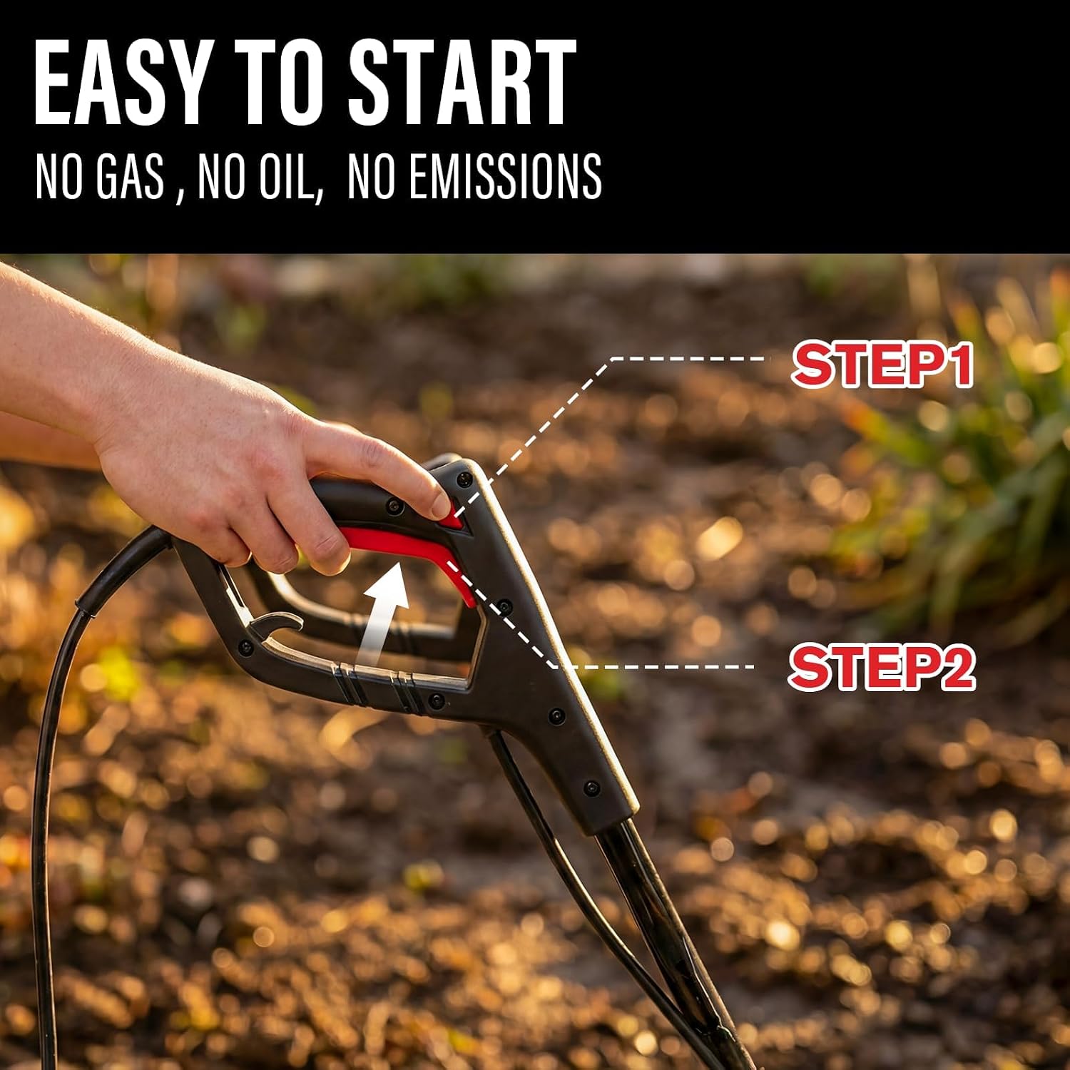 12-Inch 10.5A Electric Tiller Cultivator,8-Inch Depth | Lightweight corded rototiller for soil digging, garden beds