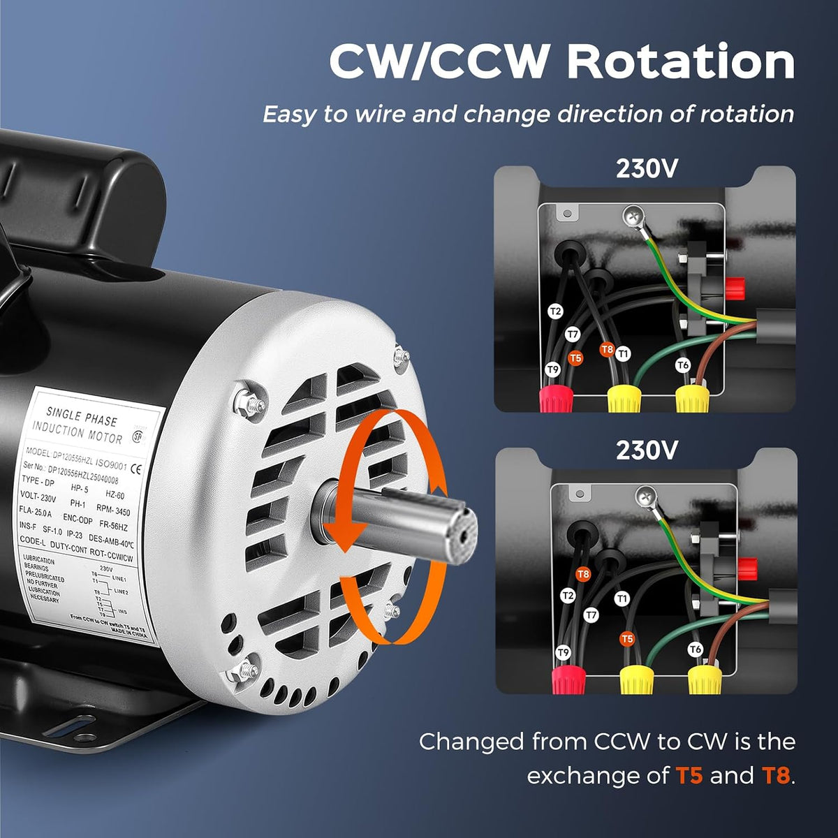 Bonvoisin 5HP Air Compressor Motor Single Phase Electric Motor