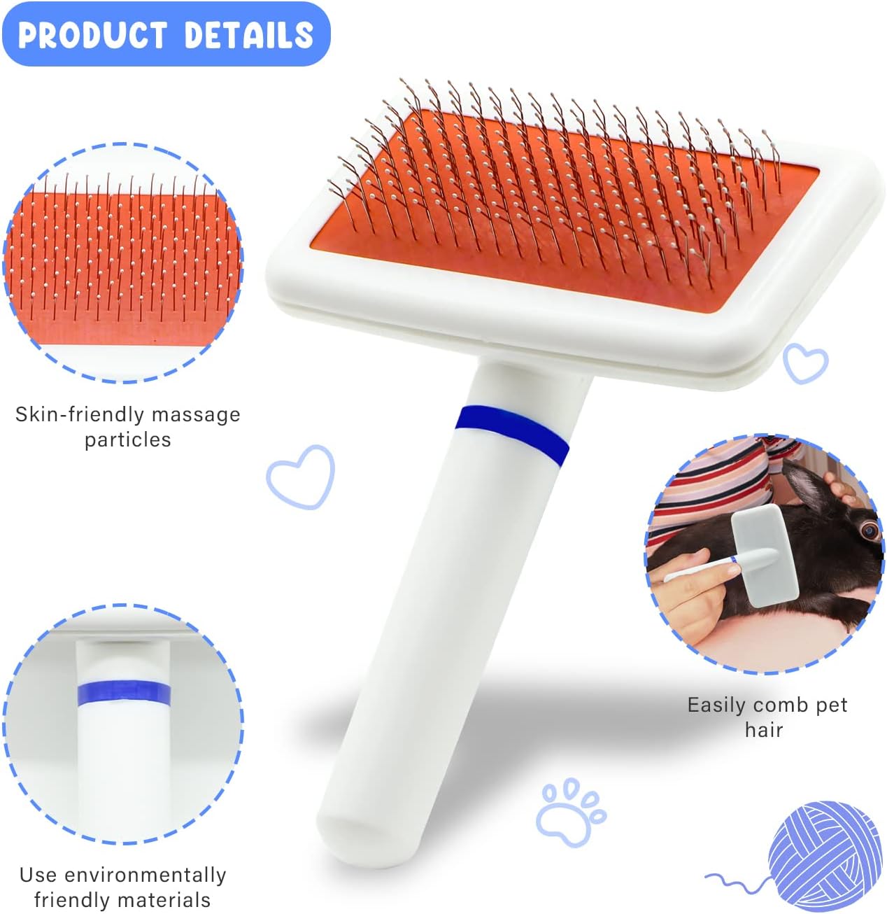Pet Grooming Kit with Slicker Brush Bath Massage Glove Brush Pet Shedding Comb Nail Clipper Trimmer 6 Piece Set for