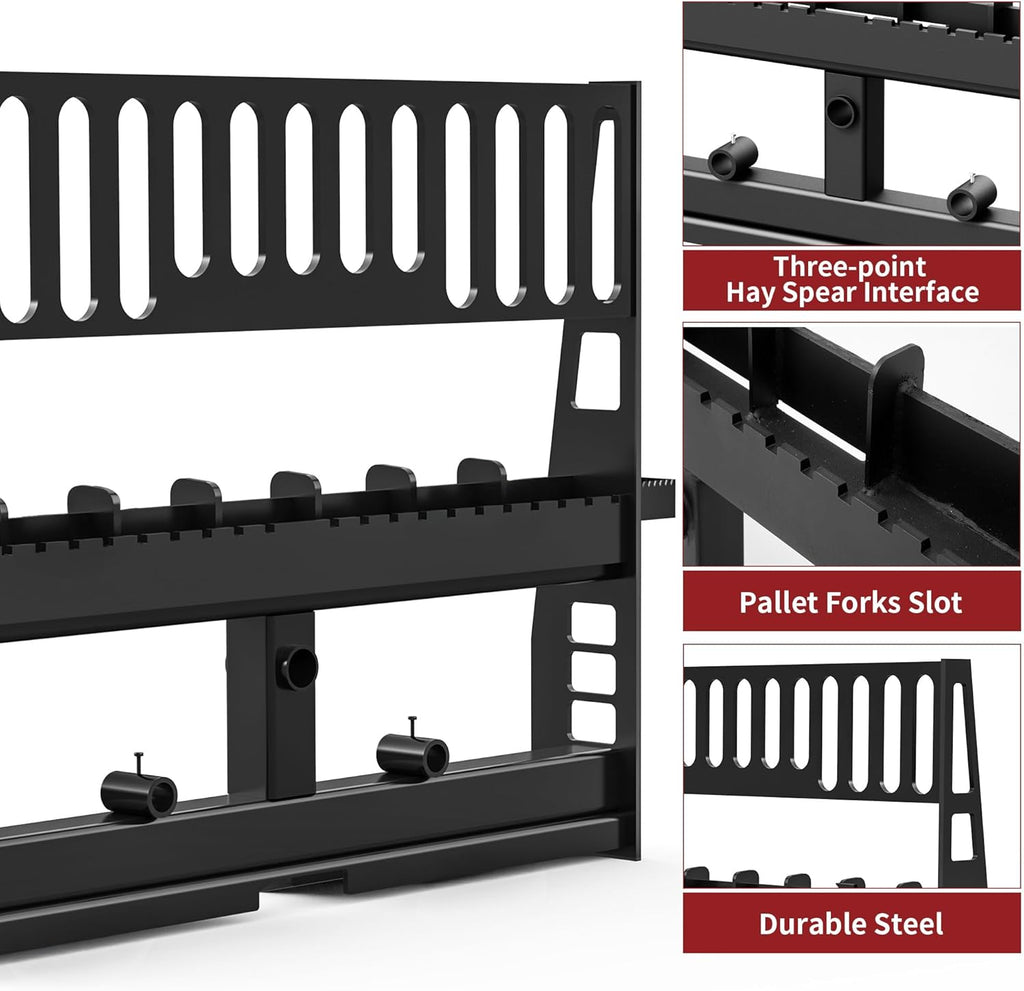 45" 4000 lbs Pallet Forks Frame Attachment & 48" Forklift Blades | with 3 Spear Sleeves