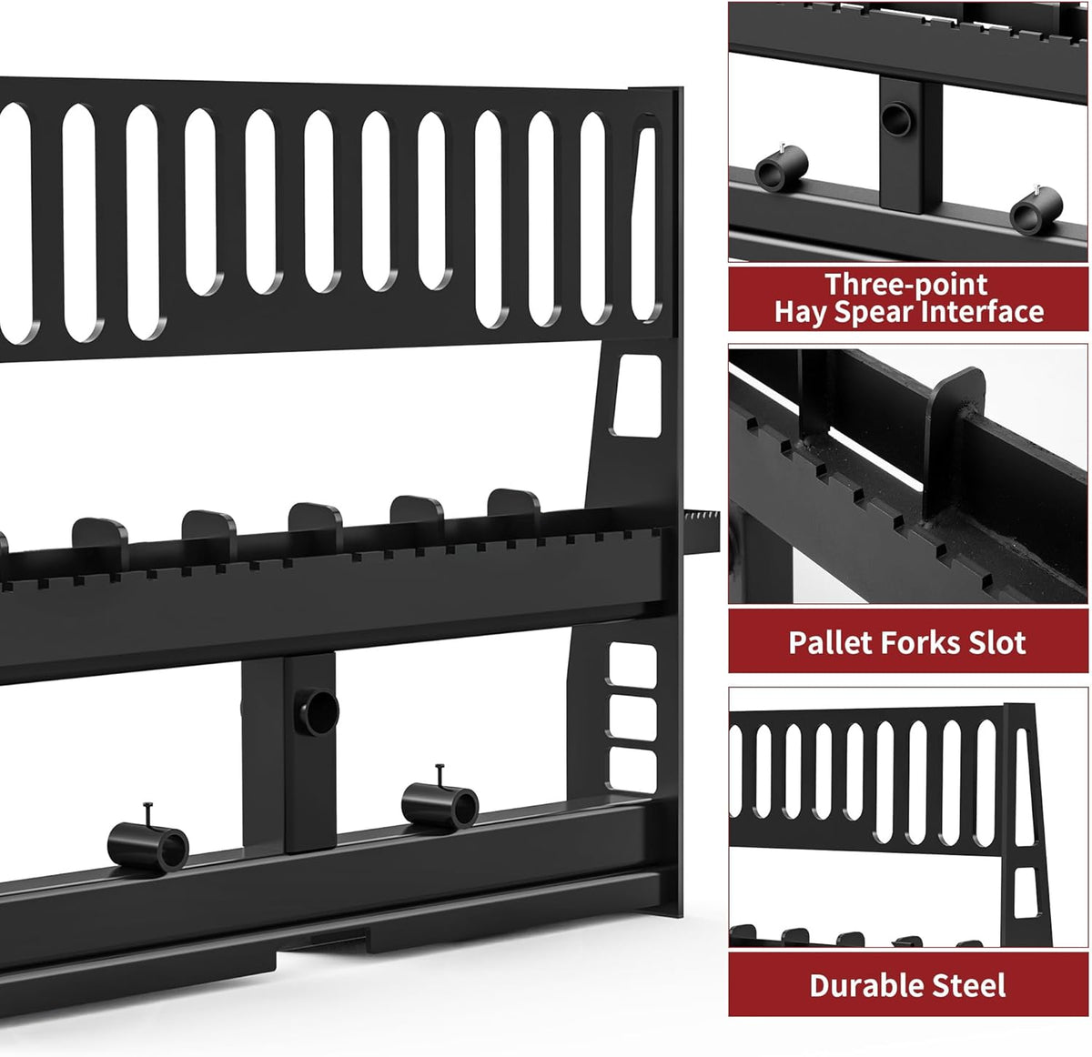 45" 4000 lbs Pallet Forks Frame Attachment & 48" Forklift Blades | with 3 Spear Sleeves