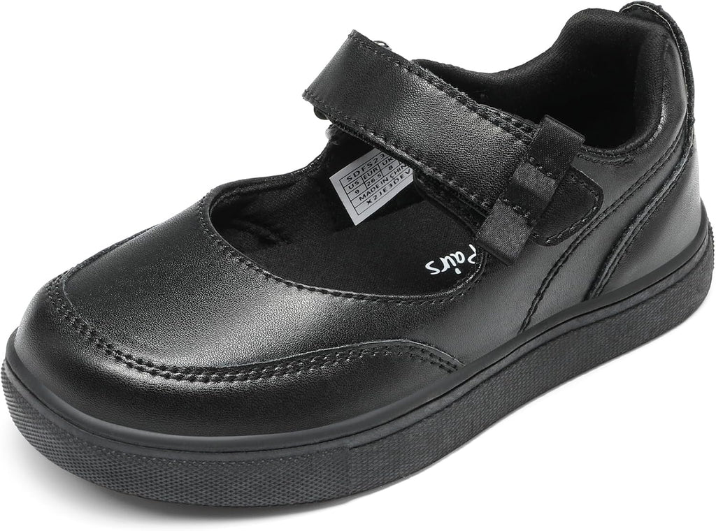 Girls Mary Jane Toddler School Shoes | Adjustable Strap Uniform Sneakers Durable Toe Flexible Non-slip Flats Easy On