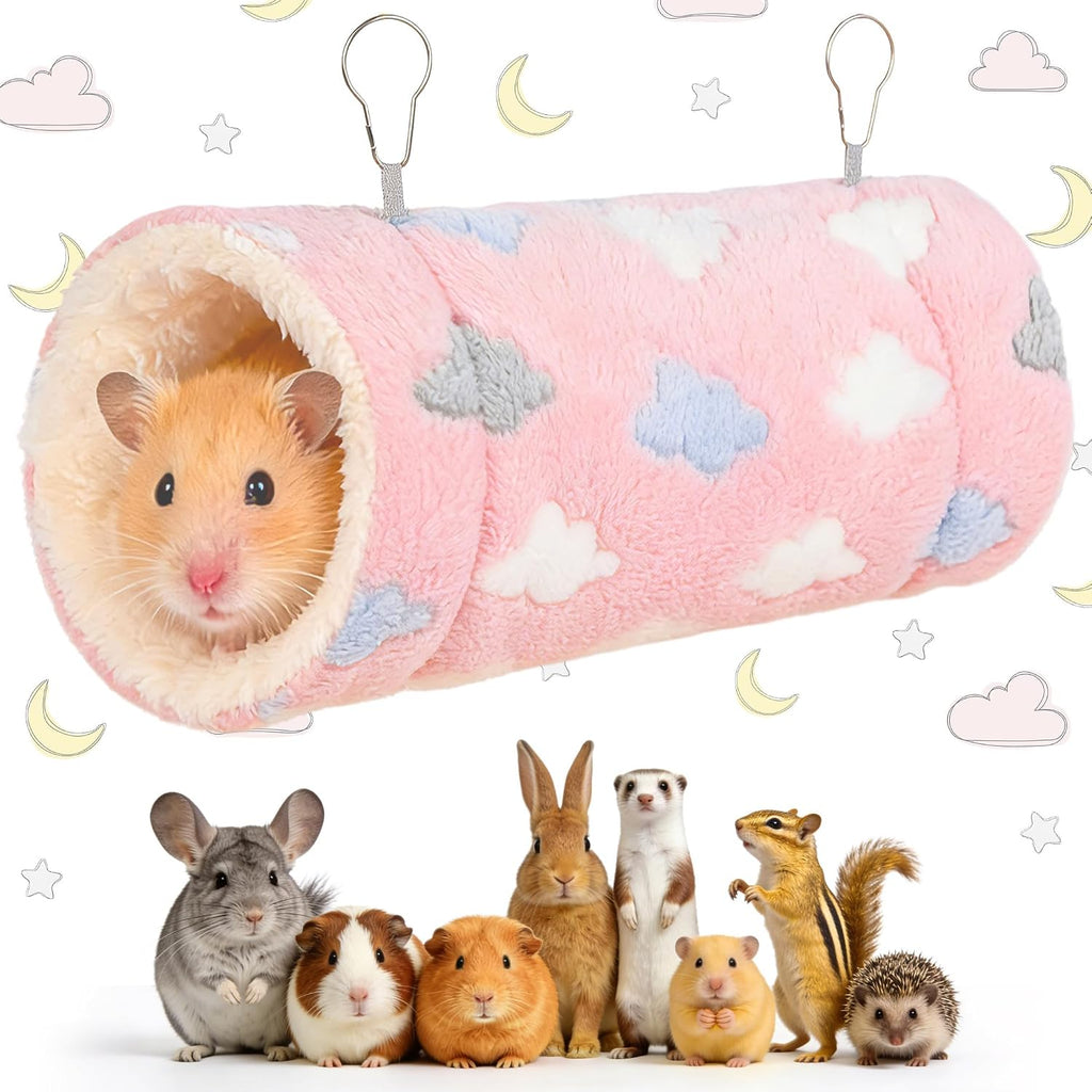 Pink Hamster Tunnel - Soft Rabbit Tunnel for Playing & Resting