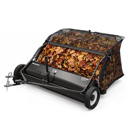 42.2-Inch Tow Behind Lawn Sweeper for Tractor, 12 Cu.Ft. Hopper with Adjustable Brushes, Universal Hitch & Easy Dump