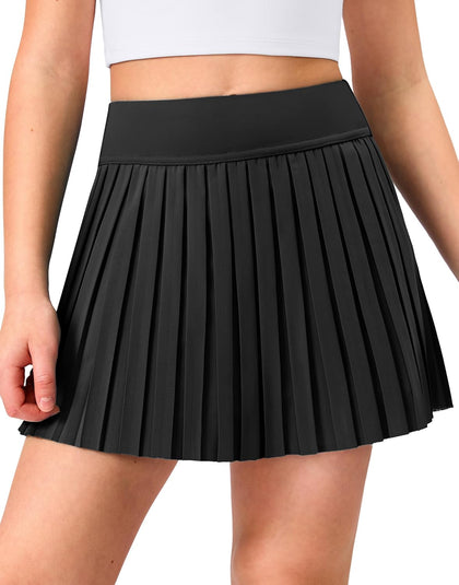Girls Tennis Skirt with Shorts,Pleated Athletic Skort with Pockets for Golf,Running & School Uniform Skirt