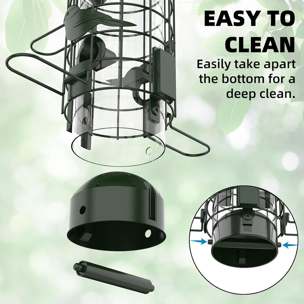 Squirrel Proof Bird Feeder,Metal Mesh Bird Feeders for Outdoors Hanging,Gravity Protection Squirrel Proof Wild Bird