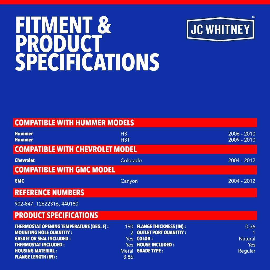 JC Whitney Engine Coolant Thermostat and Housing Assembly