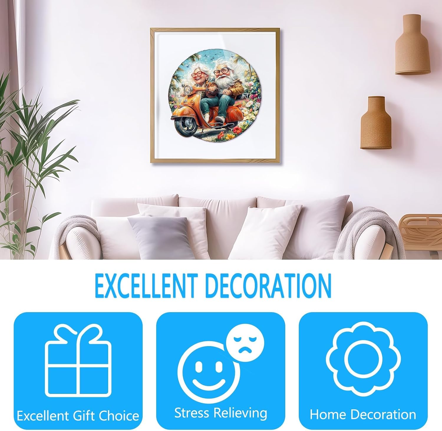 Wooden Puzzles for Adults, Motorcycle Granny Wooden Jigsaw Puzzle for Adults, Cool Wood Puzzles Adult, Unique Shape