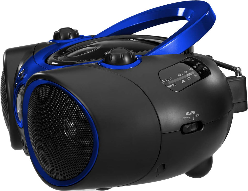 CD-490 Classic Boom Box Portable CD Player Home Audio Radio AM-FM, Stereo Speakers, Aux Line-in, Headphone Jack