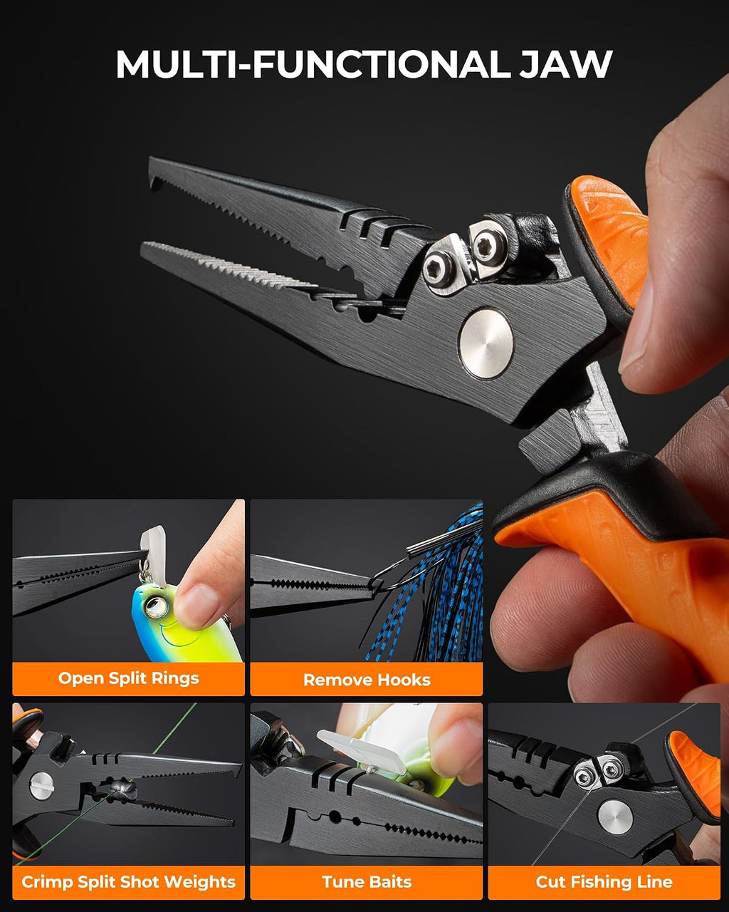 SteelStream Fishing Tool Set, Fishing Gear | Corrosion Resistant Fishing Pliers, Fillet Knife, Scissors, 55 lb