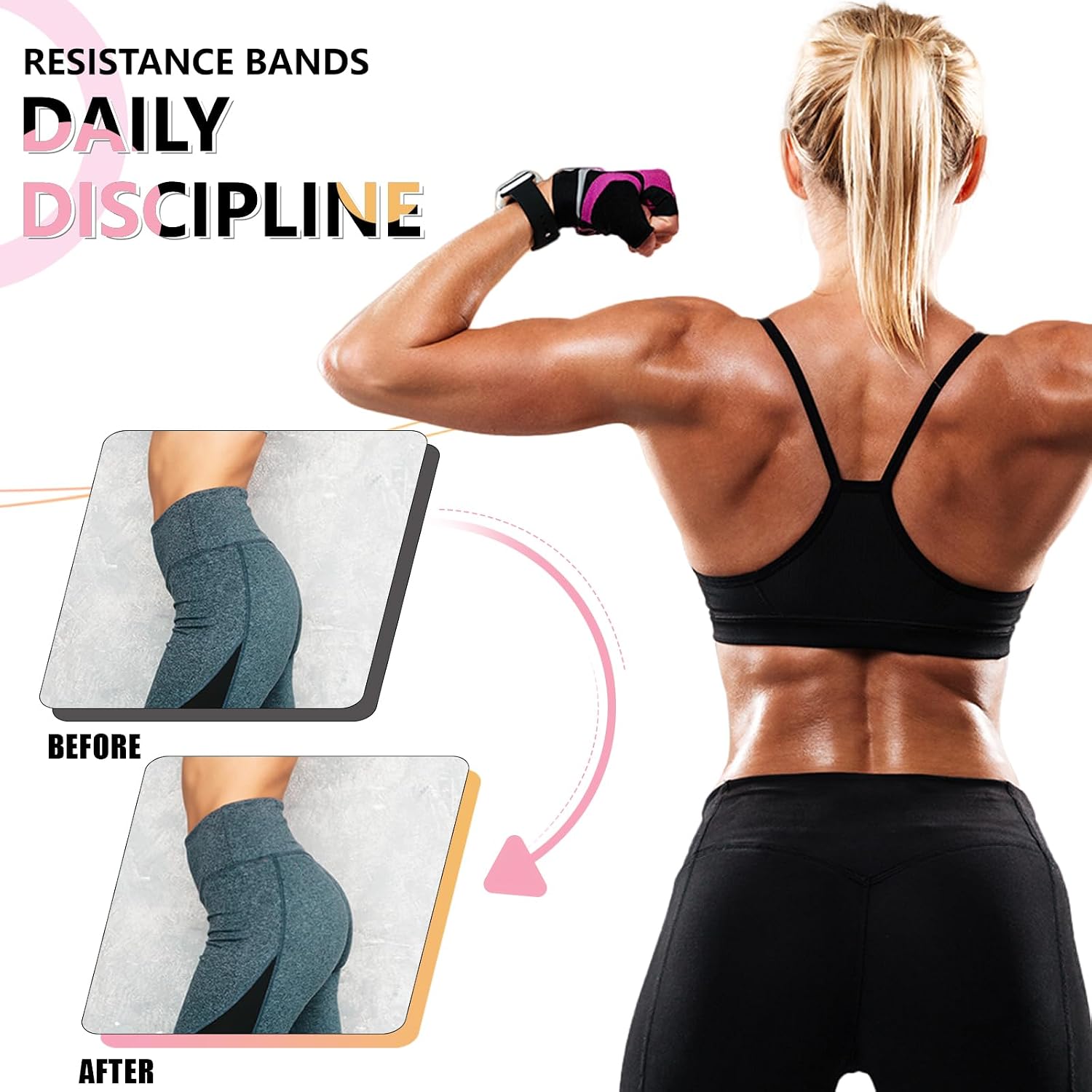 Exercise Bands, 3 Levels Fabric Resistance Bands for Working Out, Workout Bands Resistance for Women & Men