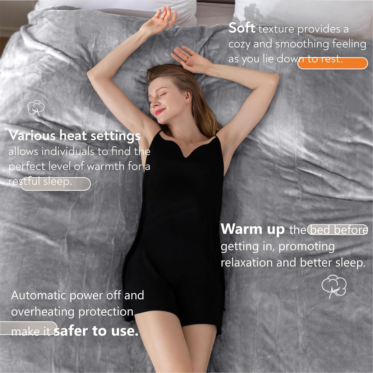 Heated Blanket Electric Queen Size 84"x90"-Dual Control with 10 Heat Levels 12 Timer Settings and 8 Hours Auto-Shut