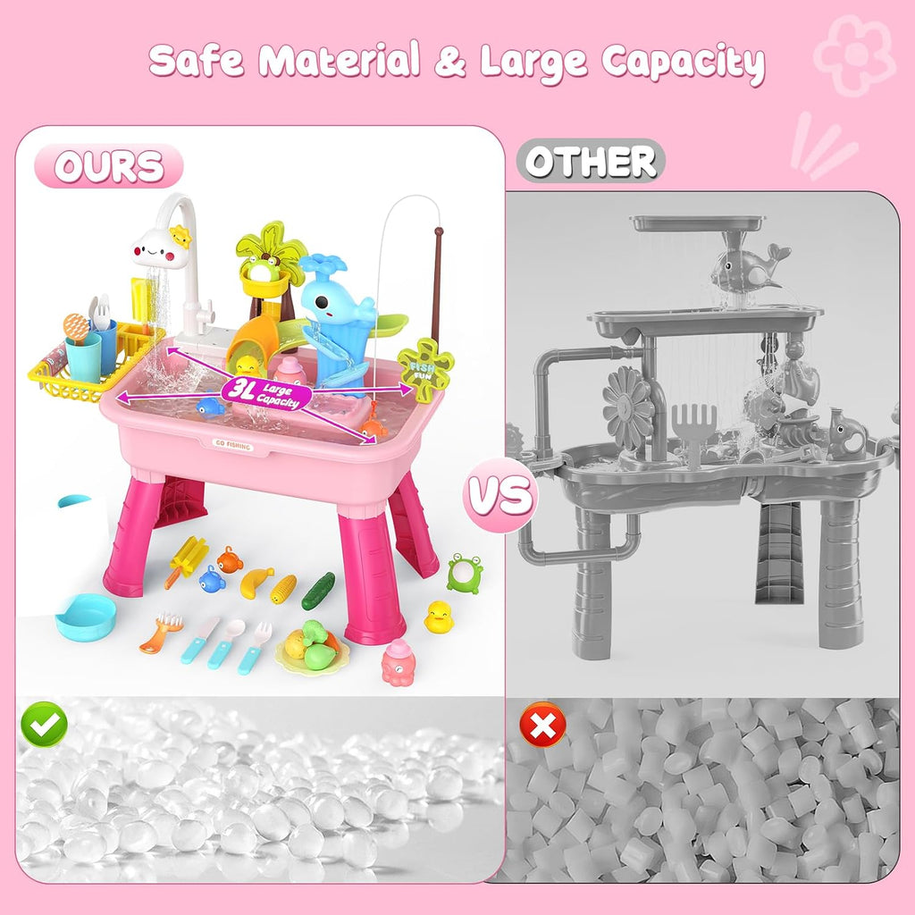 2026 Upgraded Water Table for Toddlers 1-3 - Outdoor Toys for Kids Ages 4-8 with Pump, Summer Outside Sensory