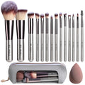Travel Makeup Brush Set BS-MALL14 PCS Professional Makeup Brushes with Case & Sponge for Foundation, Concealer