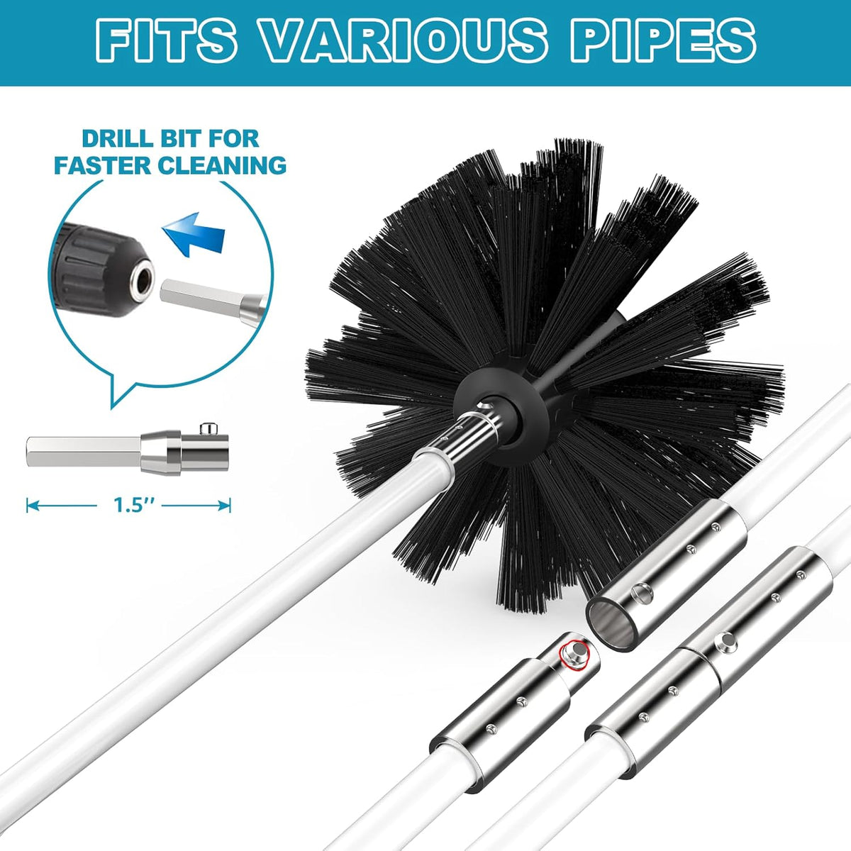 60Ft Dryer Vent Cleaner Kit - FlexibleLint Remover