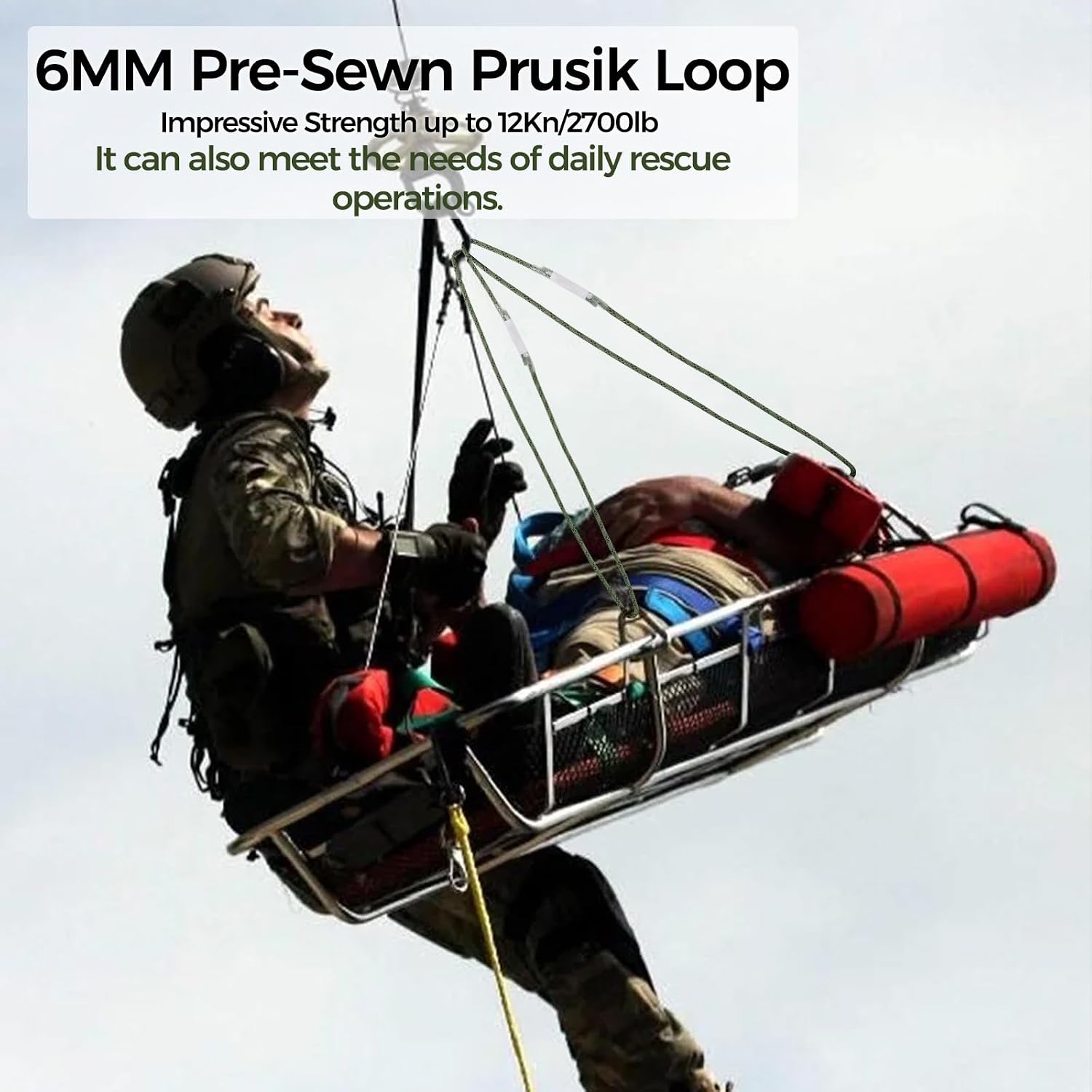 6mm 1/4" Pre-Sewn Prusik Loop, Heat Resistant Endless Friction Hitch Cord | Aramid Hollow Braid Prusik Rope