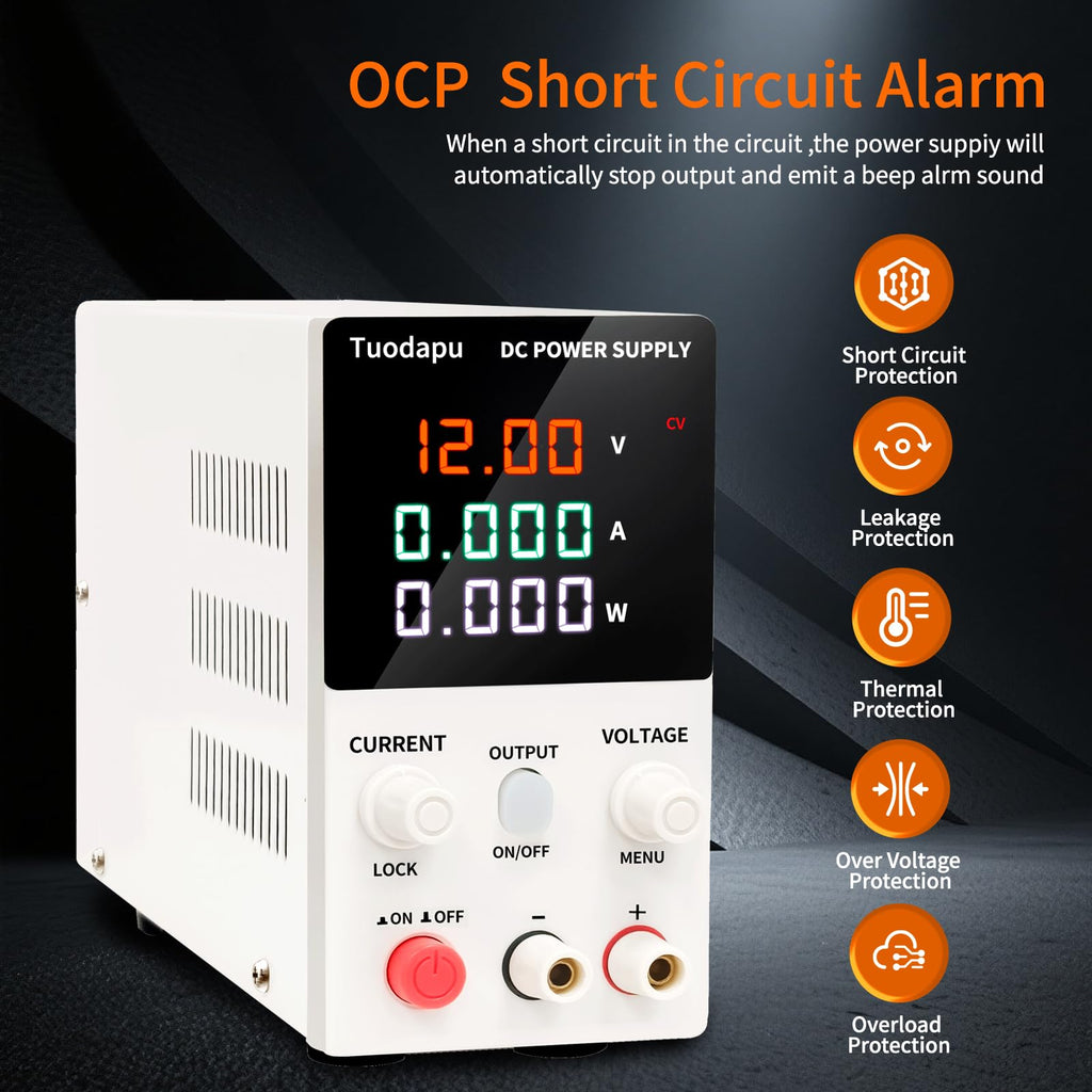 DC Power Supply Variable, Bench Power Supply with Encoder Adjustment Knob,Switching Bench with 20W USB & Type-C Quick-Charge (62V 5A)