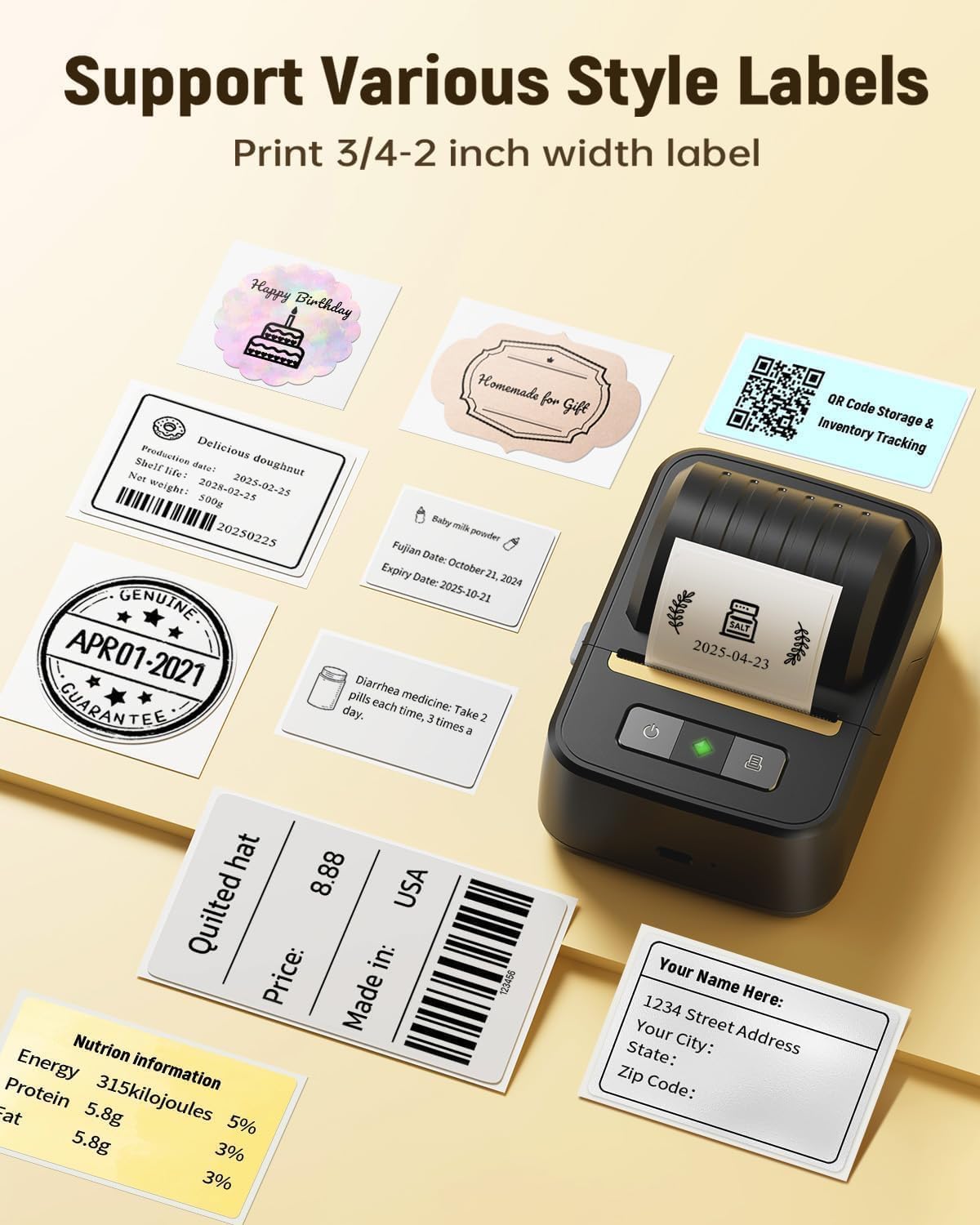 Label Maker Machine with Tape Portable 2" Label Printer For Small Business