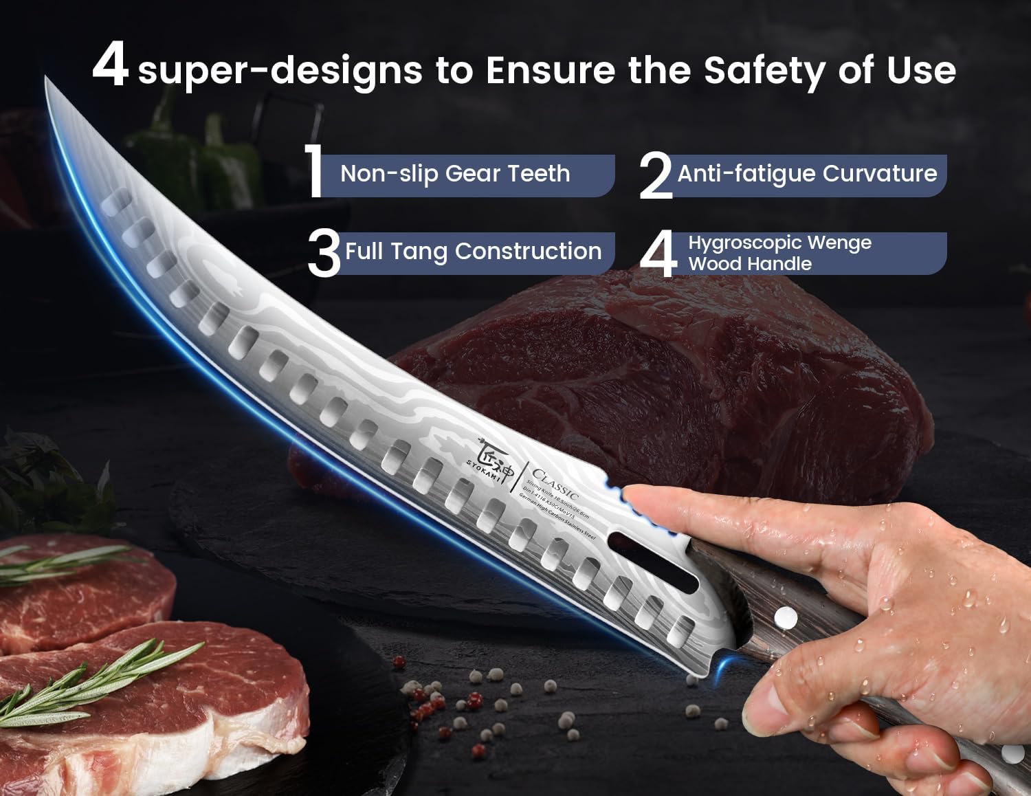 Butcher Breaking Knife for Meat Cutting, 10.5 Inch Carving Knife