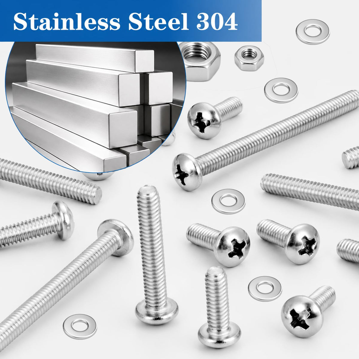 570Pcs Phillips Pan Head Nuts and Bolts Assortment Kit#6-32#8-32#10-24