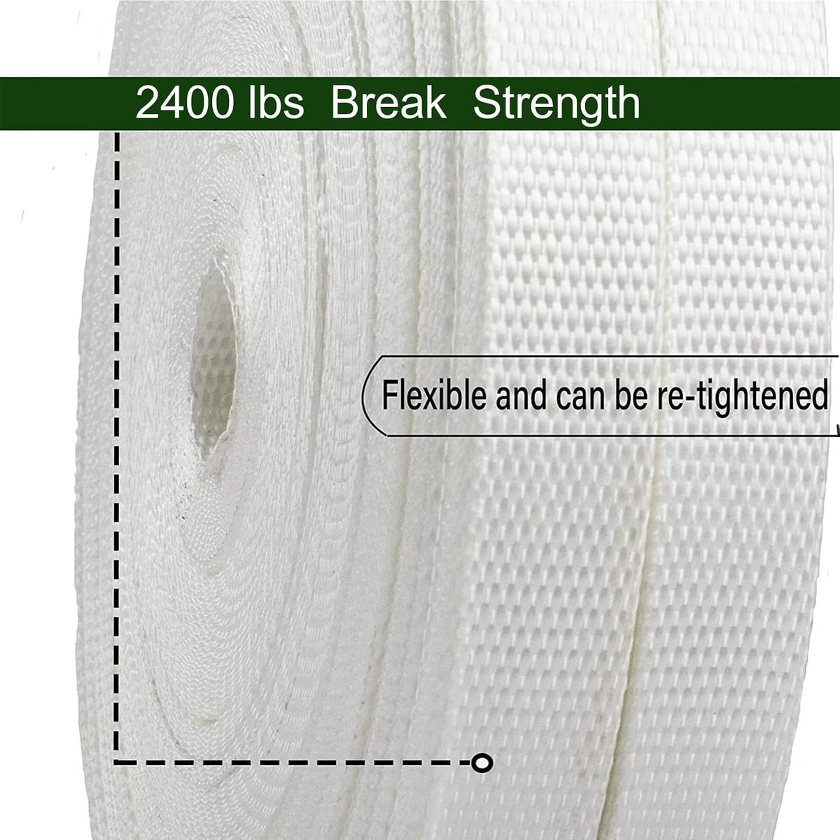 Woven Cord Strapping Roll 3/4" x 330', 2400 lbs Break Strength