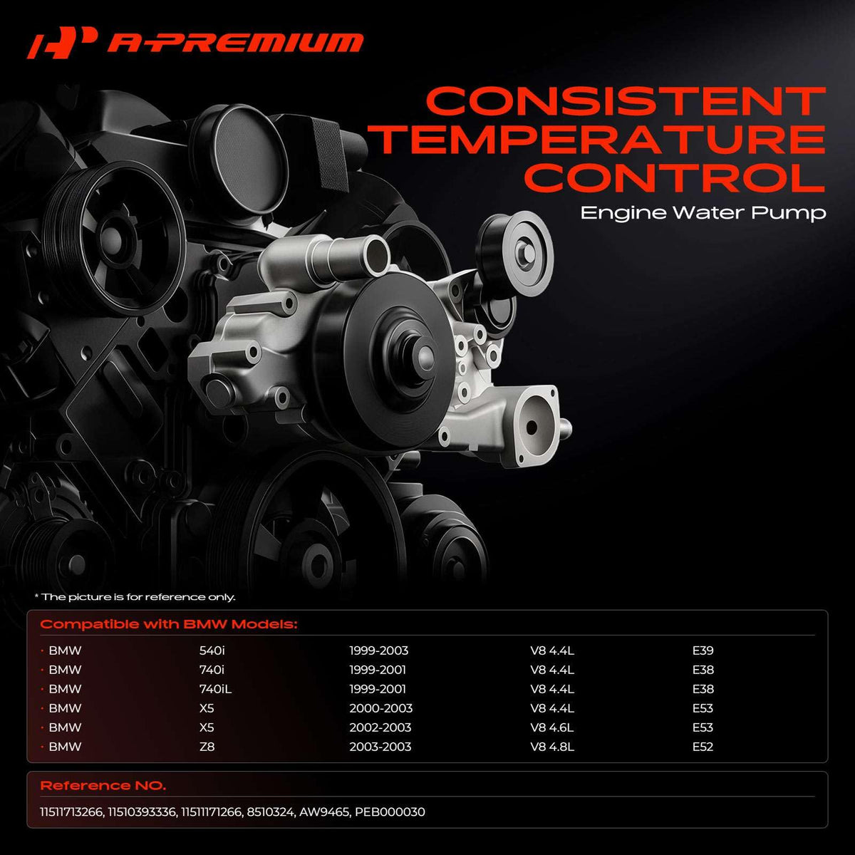 A-Premium Engine Water Pump Compatible with BMW