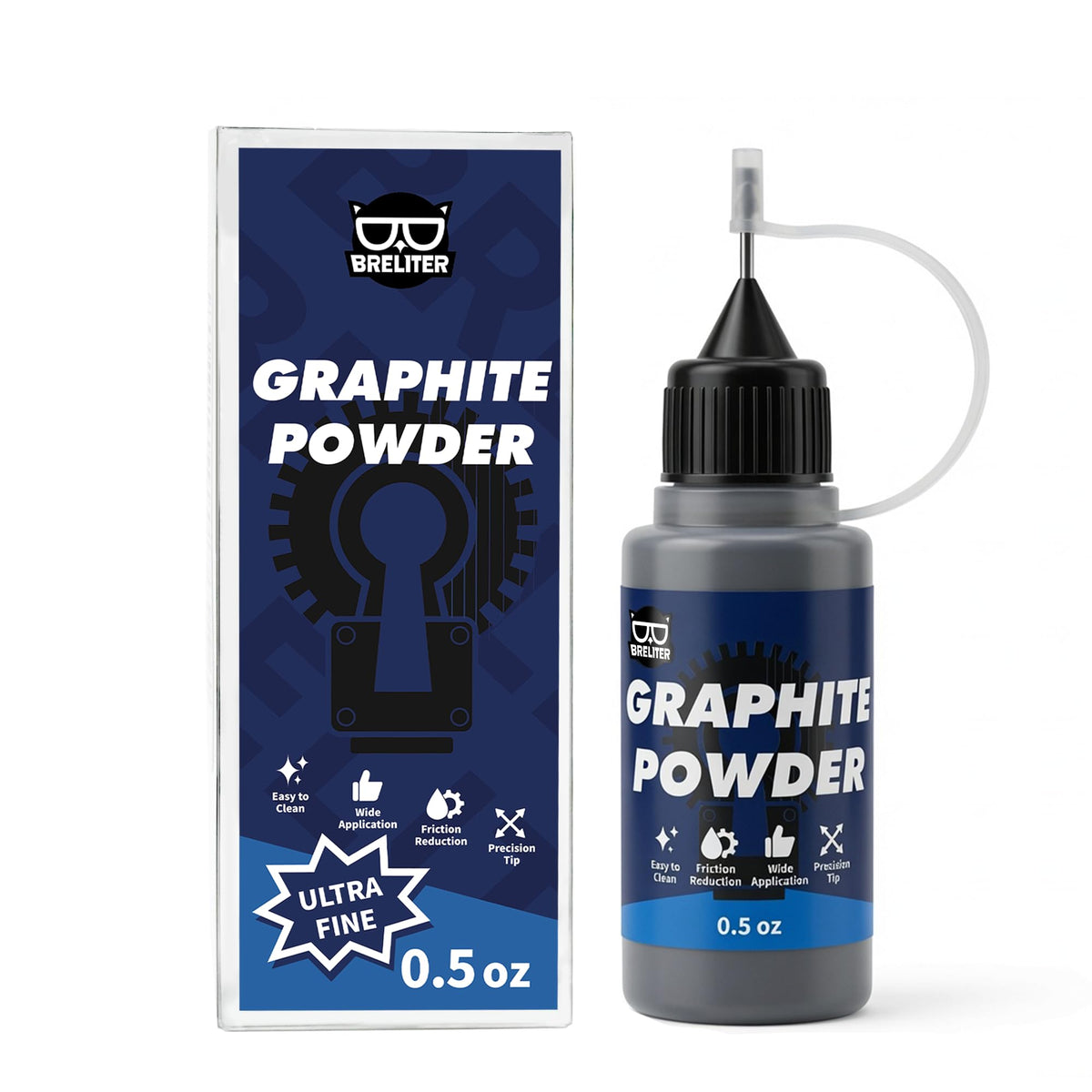 Breliter Graphite Powder, 0.5 oz Dry Lubricant for Locks, Hinges & Chains