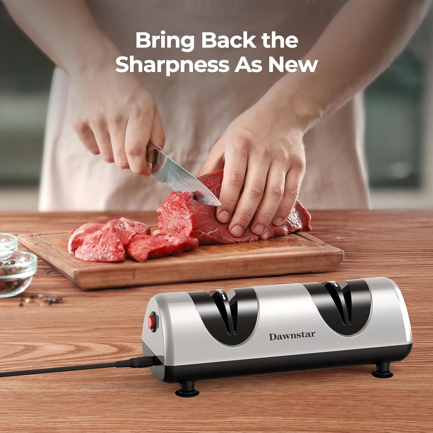 Electric Knife Sharpener, Professional Kitchen Knife Sharpener for Home Use, 2 Stages of Coarse Sharpening & Fine
