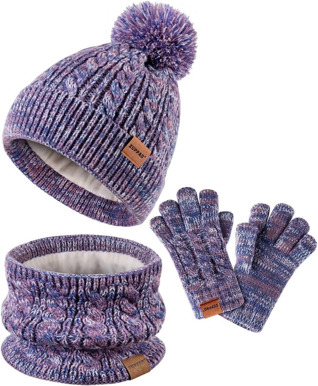 Kids Winter Hat Gloves Scarf Set,Girls Toddler Children Hats Beanie with Pom Knit Neck Warmer Gaiter Mittens Fleece