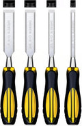 4 Piece Wood Chisel Set CR-V Steel Sharp Bevel Edge for Woodworking | Chromium Vanadium, Durability. Ergonomic