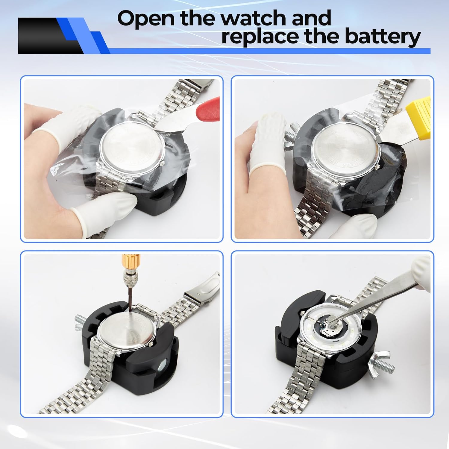 192 PCS Watch Repair Kit, Link Removal Tool Case Opener Spring Bar | Battery replacement tool, stainless steel, PU