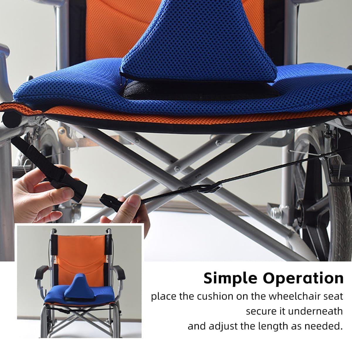 Anti-Slip Wheelchair Seat Cushion for Seniors and Disabled Patients, Prevent Leg Slippage Seat Pad with Adjutable
