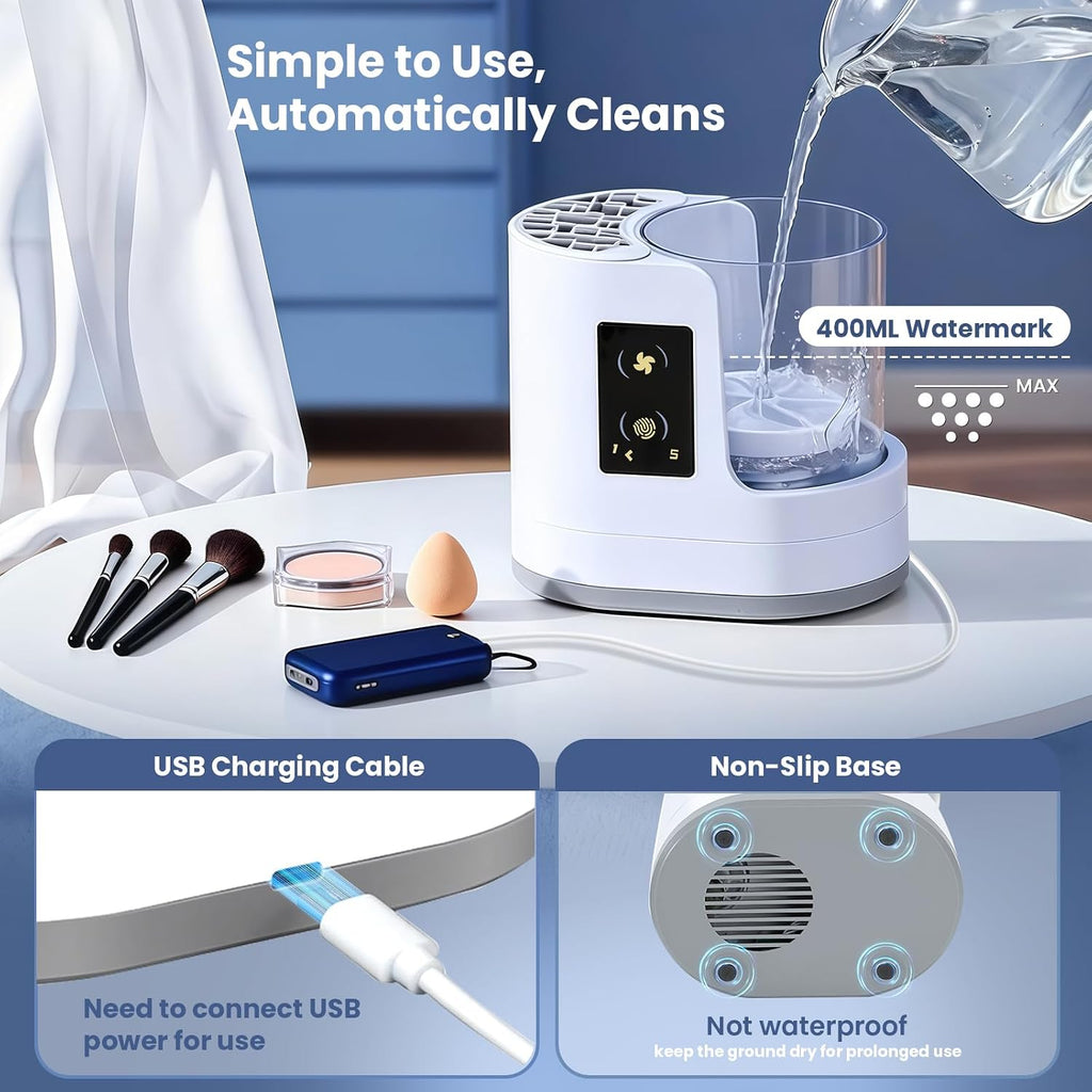 3 IN 1 Electric Makeup Brush Cleaner Machine With Drying Function, Automatic Cleaner Brushes Cleaner, Cosmetic Make