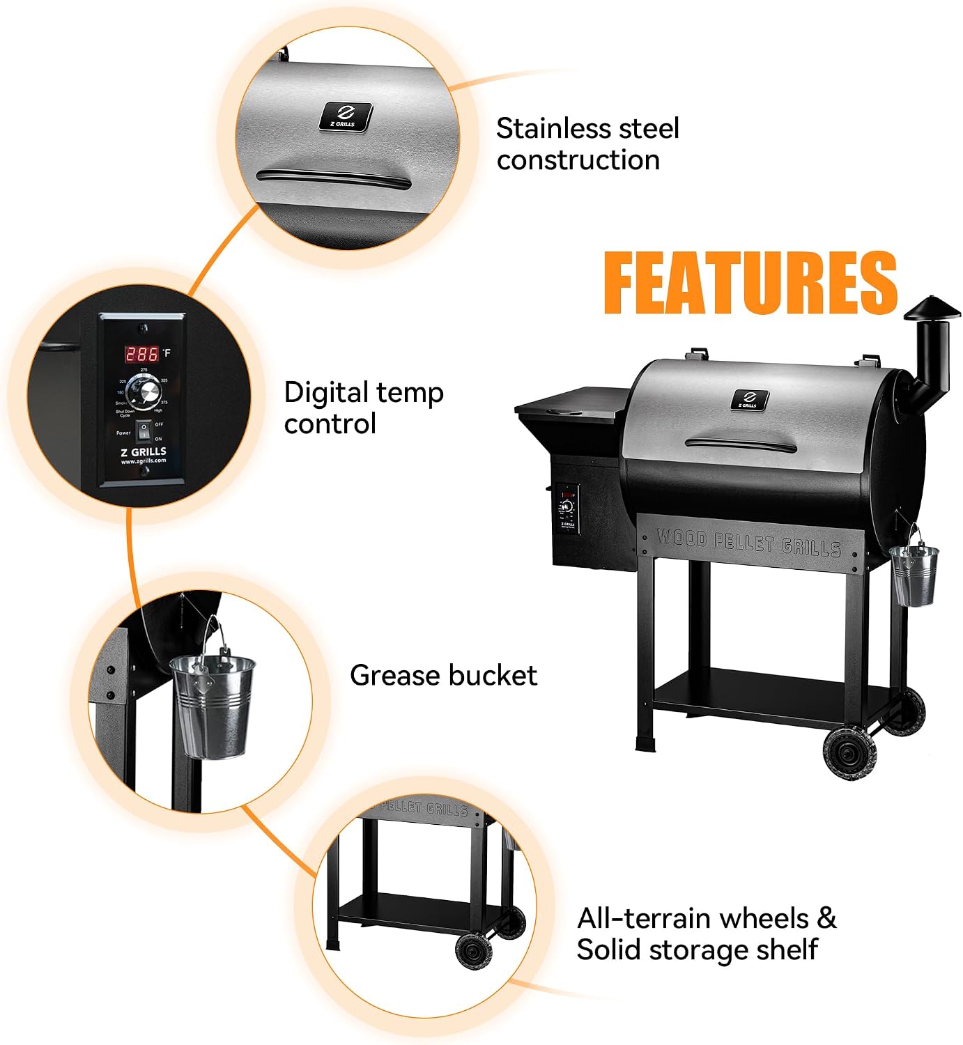 Wood Pellet Smoker Grill, 8 in 1 BBQ Grill with Auto Temperature Control, 697 sq in Cooking Area for Backyard, Patio