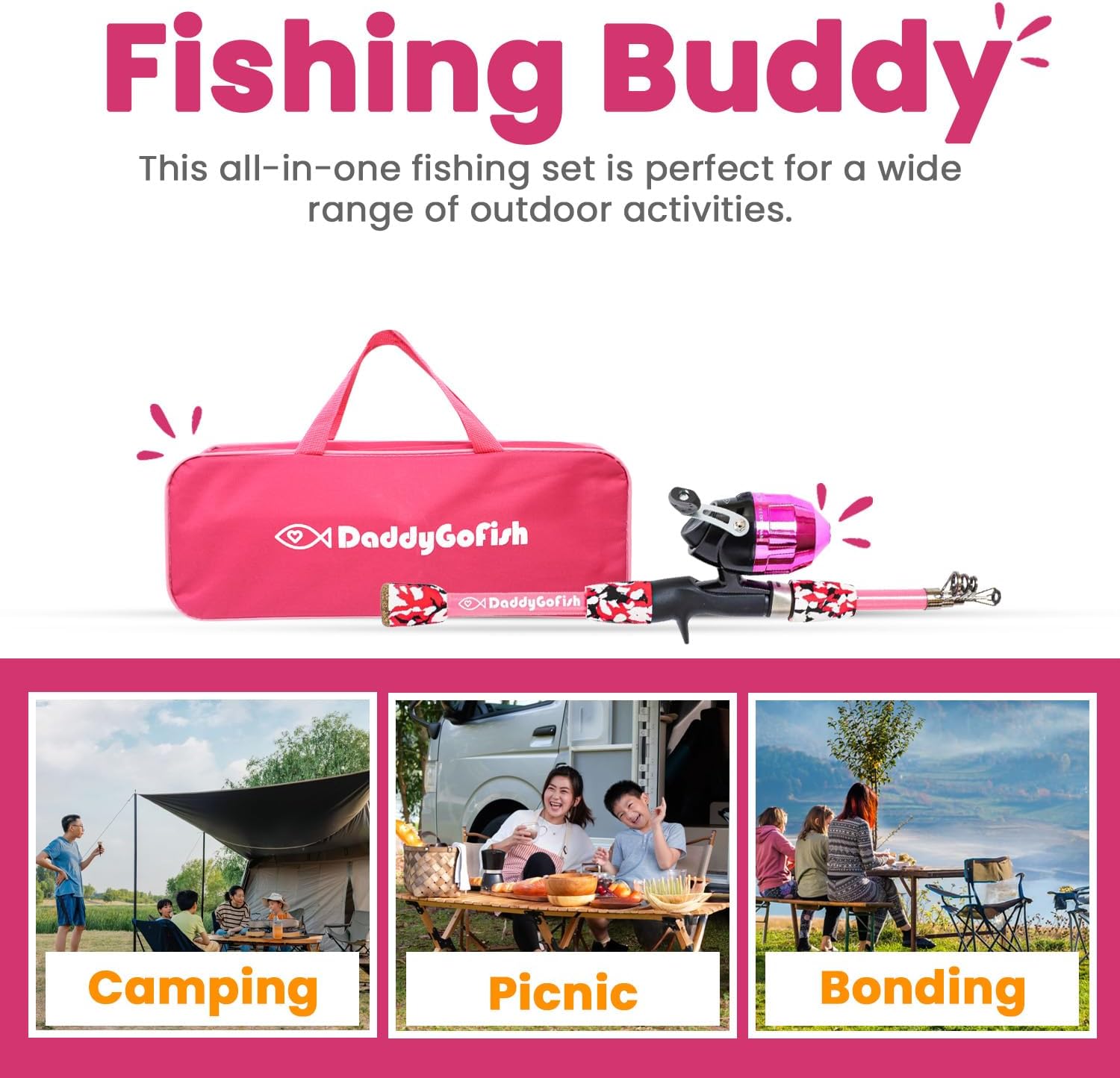 Kids Fishing Pole - Rod Reel Combo Tackle Box Starter Set - First Year Small Gear Kit for Boys Girls Toddler Youth