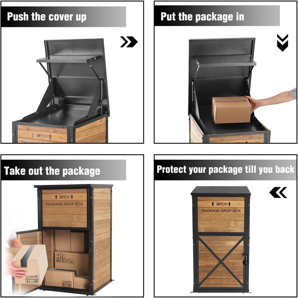 Package Delivery Box with Anti-Theft Lock & Weatherproof Design - 40+ Gallon Large Outdoor Parcel Drop Box for Porch