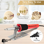 Professional Wood Burning Kit with Letters - Pyrography Pen Fully Adjustable Temperature With safety Stand - 27 Tips
