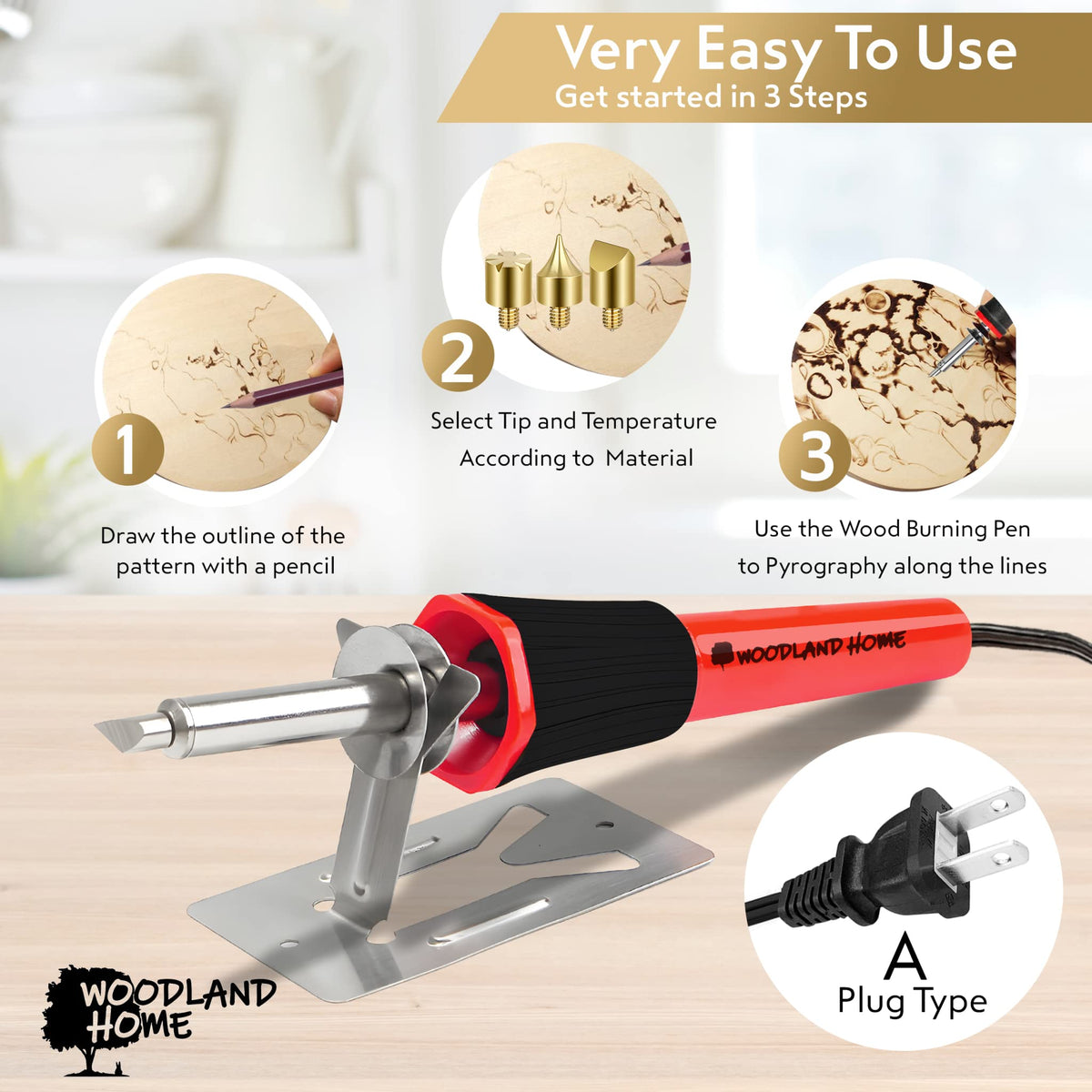 Professional Wood Burning Kit with Letters - Pyrography Pen Fully Adjustable Temperature With safety Stand - 27 Tips
