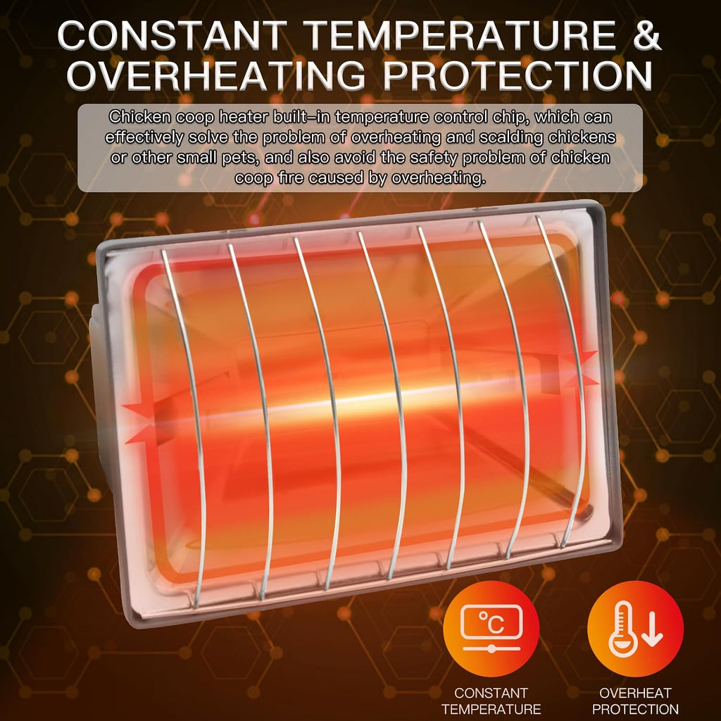 Chicken Coop Heater Lamp 250W Winter Hanging Heat Lamp for Chickens Incubators Temperature Adjustable Chicken Brooder