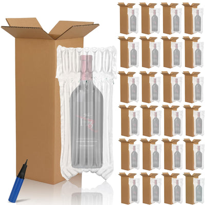 48 Pack Wine Shipping Kit Include 24 Wine Bottle Shipping Box 24 Bottle Travel Protector Bags Corrugated Boxes
