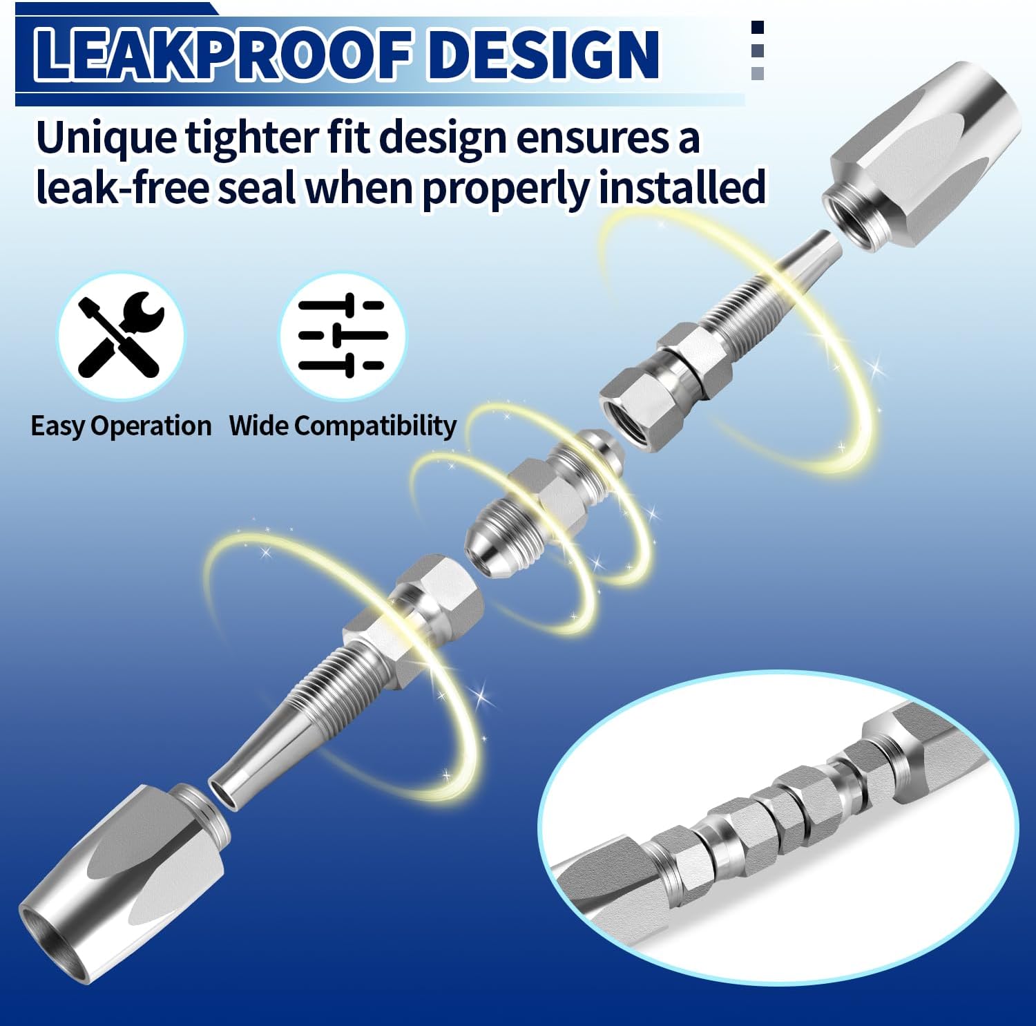 Hydraulic Hose Repair Kit, 1/2" Hydraulic Hose Field Repair Kit, 2pcs Reusable Heavy Duty Galvanized Carbon Steel