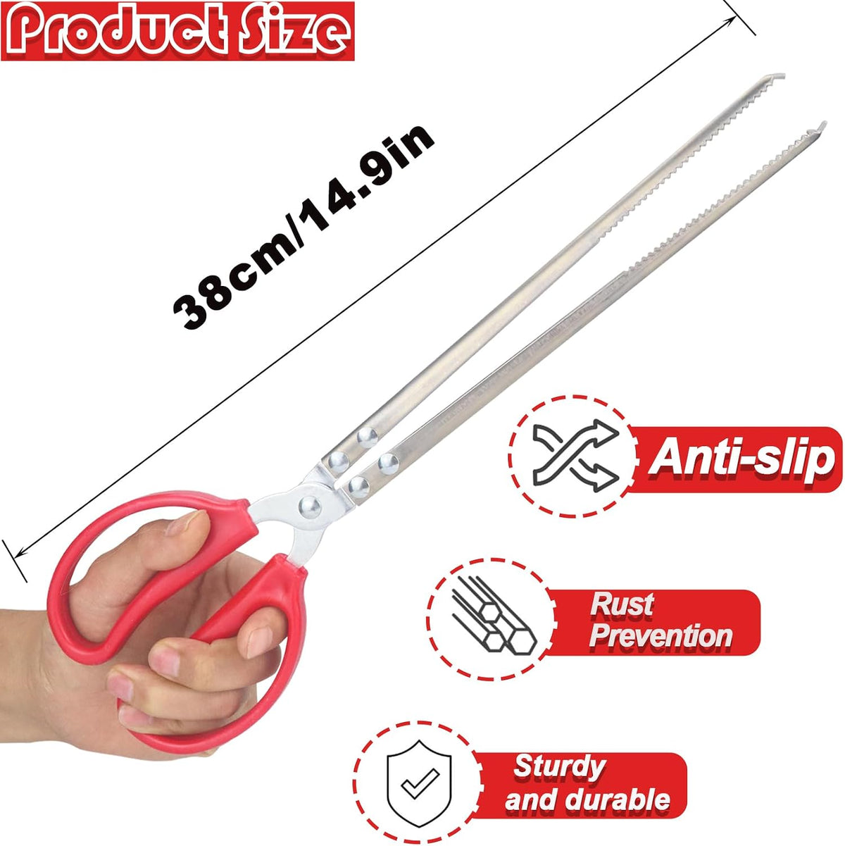 15 Inch Reptile Feeding Tongs, Extra Long Large Snake Feeding Tweezers, Curved or Straight Design Heavy Duty