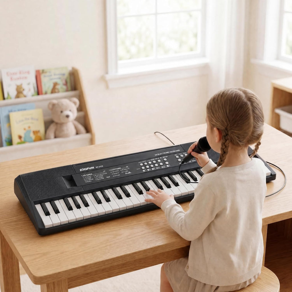 54-Key Kids Keyboard Piano, Electronic Musical Toy for Kids Ages 3+ | Kids Piano with Microphone & USB Cable