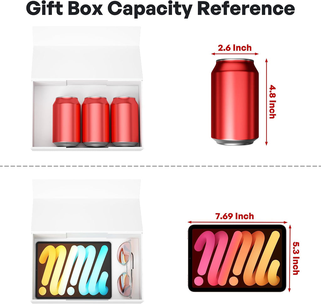White Gift Box, 9.5x6x3'' Gift Boxes with Lids for Presents